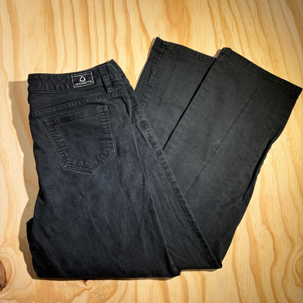 Liz Claiborne Women's Straight Leg Fit Black Denim Jeans Petite‎ 8R